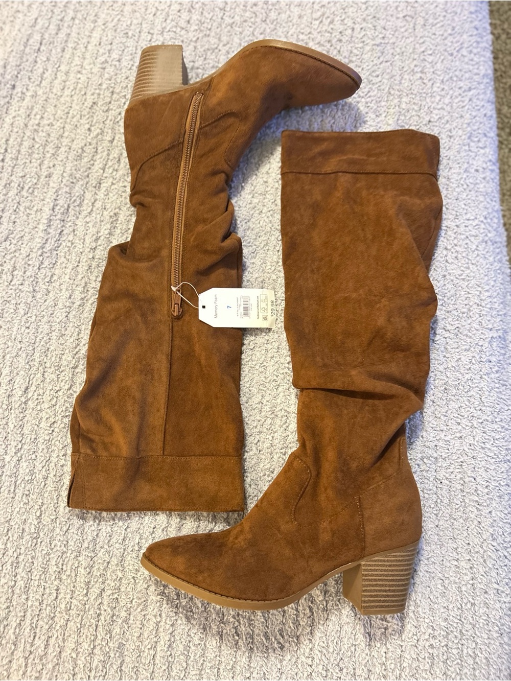 Women’s Tall Brown Suede Block Heel Boots